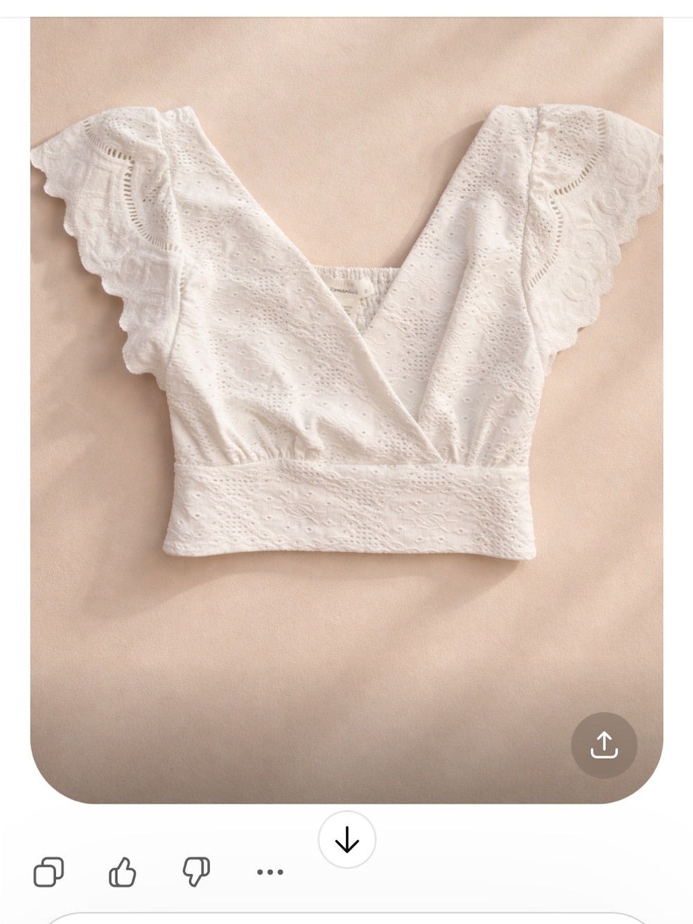 URBAN Romantics White Eyelet Wrap Crop Top with Scalloped Flutter Sleeves - Picture 1 of 1